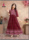 Maroon Colour Casual Wear Reyon Foil Print Long Gown 1001